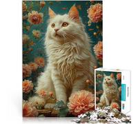 Puzzle da 1000 pezzi per adolescenti gatto e fiore Difficile da completare ma divertente e umoristico Decorazioni e regali unici per la casa 38x26cm