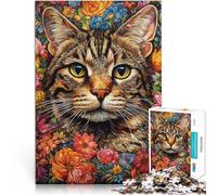 Puzzle da 1000 pezzi per adolescenti Gatto floreale Difficile da completare ma divertente e umoristico offerte come regali per tutta la famiglia 75x50cm