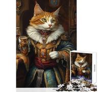 Puzzle da 1000 pezzi per adolescenti Gatto in abito regale Decorazione per la casa Giocattoli Regali per donne Uomini Gioco educativo Migliorare l'amore tra coppie Dimensioni 50x75cm