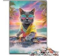 Puzzle da 1000 pezzi per adolescenti Gatto in vacanza Gioco stimolante e gioco in famiglia Un'opera d'arte per bambini dai 14 anni (dimensioni 26x38cm)
