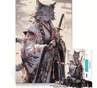 Puzzle da 1000 pezzi per adolescenti Gatto Kimono Giappone Taglio netto Artigianato Gioco cognitivo Divertente Gioco per il tempo libero Natale Arte per la casa (38x52cm)