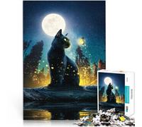 Puzzle da 1000 pezzi per adolescenti Gatto Luna e Stelle Giocattoli educativi per l'apprendimento Giochi per famiglie Buon regalo 38x26cm