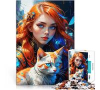 Puzzle da 1000 pezzi per adolescenti Gatto modello Sansa dai capelli rossi Difficile Duro Ogni pezzo è unico - Gioco divertente e stimolante per tutta la famiglia 38x26cm