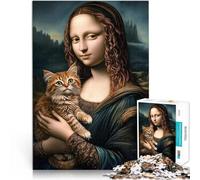 Puzzle da 1000 pezzi per adolescenti Gatto Monna Lisa Antistress Vacanza in patria Uccidere il tempo offerte come regali per tutta la famiglia 52x38cm