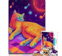 Puzzle da 1000 pezzi per adolescenti Gatto musicale, allena il cervello e le mani, regalo di compleanno, regali, arte murale per età 14+ 38x26cm