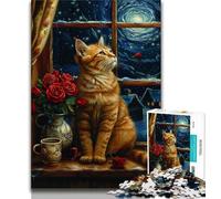 Puzzle da 1000 pezzi per adolescenti, gatto nel cielo notturno, sfida di intelligenza cerebrale, giocattoli avvincenti, regalo di compleanno, regali, arte murale 50x75cm