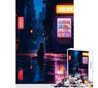 Puzzle da 1000 pezzi per adolescenti Gatto nel vicolo della città piovosa Giocattolo educativo Ottimi regali e giocattoli Giochi rilassanti Aiutano l'esercizio del cervello Dimensioni 38x52cm