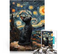 Puzzle da 1000 pezzi per adolescenti Gatto nella notte stellata Riduzione dello stress interessante Migliorare l'amore tra le coppie 38x26cm