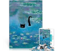 Puzzle da 1000 pezzi per adolescenti Gatto nelle ninfee Monet Giocattoli di gioco impegnativi è ideale come regalo per tutta la famiglia 38x26cm