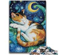 Puzzle da 1000 pezzi per adolescenti Gatto nero che dorme nel cielo notturno Giocattolo educativo intellettuale decomprimente Decorazione perfetta 26x38cm