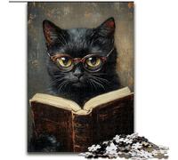 Puzzle da 1000 pezzi per adolescenti, gatto nero che legge, per 14+ anni, gioco impegnativo come regalo per tutta la famiglia e gli amici (dimensioni 26x38cm)
