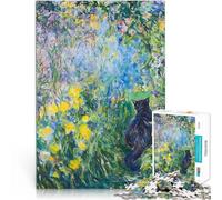 Puzzle da 1000 pezzi per adolescenti Gatto nero in un giardino Allena il tuo cervello e le tue mani perché è ideale come regalo per tutta la famiglia 75x50cm