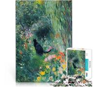 Puzzle da 1000 pezzi per adolescenti Gatto nero nel giardino di Monet Giochi Giocattoli Regalo Adatto per la decorazione del desktop 38x26cm