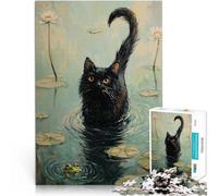 Puzzle da 1000 pezzi per adolescenti Gatto nero nello stagno Vacanza a casa: uccidere il tempo Migliorare l'amore tra le coppie 70x100cm