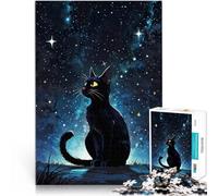 Puzzle da 1000 pezzi per adolescenti Gatto nero sotto il cielo stellato apprendimento educativo perché è ideale come regalo per tutta la famiglia 75x50cm