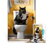 Puzzle da 1000 pezzi per adolescenti Gatto nero sul water Giochi educativi Decorazione della casa Gioco educativo per compleanno e Natale 52x38cm