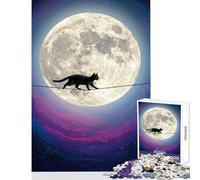 Puzzle da 1000 pezzi per adolescenti Gatto nero sulla luna Giocattolo Decorazione da parete Regali di compleanno Giochi rilassanti Allena il tuo cervello e le tue mani Dimensioni 50x75cm