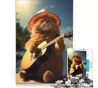 Puzzle da 1000 pezzi per adolescenti: Gatto obeso che suona musica gioco divertente allena la mente e le mani migliora l'amore tra le coppie 38x52cm