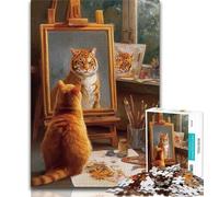 Puzzle da 1000 pezzi per adolescenti gatto pittore 1000 pezzi per adolescenti regali di Babbo Natale segreto per età 14 anni in su 75x50cm