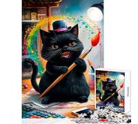 Puzzle da 1000 pezzi per adolescenti gatto pittore galattico giocattolo educativo ottimi regali e giocattoli giochi rilassanti attività divertenti a casa dimensioni 38x26cm