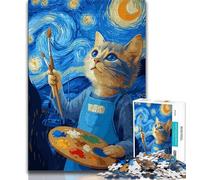 Puzzle da 1000 pezzi per adolescenti gatto pittore puzzle da 1000 pezzi per adolescenti e adulti allena il tuo cervello e le tue mani regalo di compleanno regali (26x38cm)