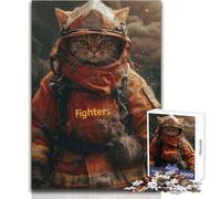 Puzzle da 1000 pezzi per adolescenti Gatto Pompiere Vigile del fuoco Mano Corsa di velocità Rompicapo Gioco Ottimo regalo per giochi (dimensioni 38x52cm)