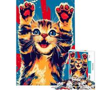 Puzzle da 1000 pezzi per adolescenti gatto pop art puzzle per adulti giochi rilassanti decorazione da parete stimola l'esercizio mentale (dimensioni 50x75cm)
