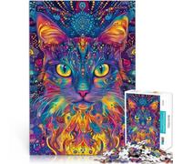 Puzzle da 1000 pezzi per adolescenti Gatto psichedelico astratto Sfida difficile Ogni pezzo è unico - Gioco divertente e stimolante per tutta la famiglia 75x50cm
