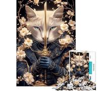 Puzzle da 1000 pezzi per adolescenti gatto samurai Chartreux con spada puzzle di animali per adulti gioco rompicapo difficile regalo per amici e familiari (dimensioni 38x26cm)