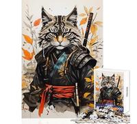 Puzzle da 1000 pezzi per adolescenti gatto samurai giocattolo vintage decorazione da parete regalo di compleanno giochi rilassanti migliora l'amore tra coppie dimensioni 38x52cm