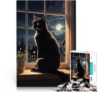 Puzzle da 1000 pezzi per adolescenti Gatto seduto sulla finestra Giocattoli da gioco per regalo di famiglia Regalo di compleanno 38x26cm
