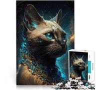 Puzzle da 1000 pezzi per adolescenti Gatto siamese immaginario Allena il tuo cervello e le tue mani Lista dei desideri con Babbo Natale 75x50cm