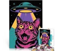 Puzzle da 1000 pezzi per adolescenti Gatto sorpreso Ufo Antistress Vacanza in patria Uccidere il tempo perché è ideale come regalo per tutta la famiglia 75x50cm