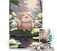 Puzzle da 1000 pezzi per adolescenti Gatto sorridente sotto la pioggia Analisi e logica con pezzi completamente interconnessi di forma casuale 75x50cm