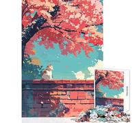 Puzzle da 1000 pezzi per adolescenti Gatto sotto i fiori di ciliegio Decorazione per la casa Giocattoli Ottimo regalo per giochi educativi Migliora l'amore tra coppie Dimensioni 50x75cm
