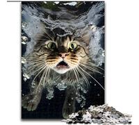 Puzzle da 1000 pezzi per adolescenti Gatto spaventato sott'acqua, per 14+ anni Gioco impegnativo come regalo per tutta la famiglia e gli amici (dimensioni 26x38cm)