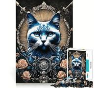 Puzzle da 1000 pezzi per adolescenti,gatto,stile gotico e rockabilly,taglio netto,gioco cognitivo divertente,gioco per il tempo libero,decorazione natalizia per la casa (38x52cm)