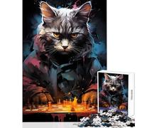 Puzzle da 1000 pezzi per adolescenti gatto strategico maestro degli scacchi giocattolo decorazione da parete regali di compleanno gioco pratico con pezzi completamente interconnessi di forma casuale