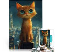 Puzzle da 1000 pezzi per adolescenti Gatto sul tetto della città giocattoli educativi per l'apprendimento Regalo di compleanno 38x26cm