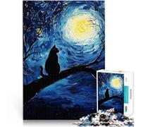 Puzzle da 1000 pezzi per adolescenti gatto van gogh Difficile da completare ma divertente e umoristico Migliorare l'amore tra le coppie 38x26cm