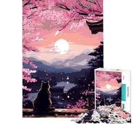 Puzzle da 1000 pezzi per adolescenti gatto zen Ukiyoe pixel art gioco rompicapo per la mente gioco educativo sfida giocattolo idee regalo apprendimento educativo (dimensioni 75x50cm)