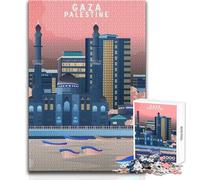 Puzzle da 1000 pezzi per adolescenti Gaza Palestina di notte Giocattoli Giochi educativi Sfida difficile Regalo per compleanni Dimensioni 38x52cm