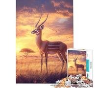 Puzzle da 1000 pezzi per adolescenti "Gazzella al tramonto" - Gioco interattivo ed educativo ideale come regalo per uomini e donne perfetto per la decorazione della casa (dimensioni 38x26cm)