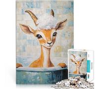 Puzzle da 1000 pezzi per adolescenti Gazzella in un bagno giocattoli educativi per l'apprendimento Gioco educativo per compleanno e Natale 38x26cm