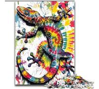 Puzzle da 1000 pezzi per adolescenti, Geco acquerello, gioco di giocattoli, ogni pezzo è unico - gioco divertente e stimolante per tutta la famiglia, dai 14 anni in su dimensioni 50x75cm