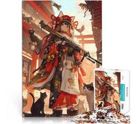 Puzzle da 1000 pezzi per adolescenti Geisha guardiana felina Giocattolo educativo per l'apprendimento Giocattoli per la decorazione della casa 75x50cm
