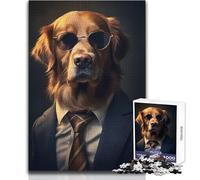 Puzzle da 1000 pezzi per adolescenti, gentiluomo Golden Retriever, calmo, piacevole, divertente, per il tempo libero, stretto, senza cuciture, di precisione, dimensioni del giocattolo: 38x52cm