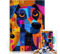 Puzzle da 1000 pezzi per adolescenti Geometria espressionista del cane - Arte canina astratta e vibrante Gioco educativo per famiglie Un'opera d'arte 75x50cm