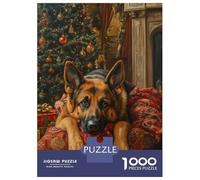 Puzzle Da 1000 Pezzi Per Adolescenti German Shepherd Christmas Portrait Holiday Dog Wall Art Puzzle Per Adulti Gioco Rompicapo Difficile Divertente Attività A Casa 70x50cm/1000pcs