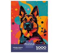 Puzzle Da 1000 Pezzi Per Adolescenti German Shepherd Pop Art Pop-Art Dog Print Puzzle Per Adulti Giochi Rilassanti Analisi E Logica Regali Unici Per Compleanni 52x38cm/1000pcs